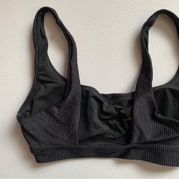 Aerie Black Shine Ribbed Banded Bikini Top Size Small NWT - Picture 7 of 15